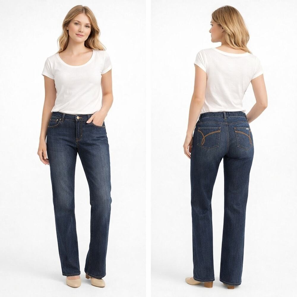 Michael Kors Dark Wash Straight Leg Jeans Size 10 Stretch Denim